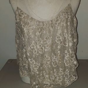 Ecote Gold Lace Spaghetti Strap Top